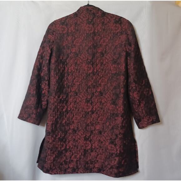 LAURA ASHLEY Petite Ruby Luster/Black Button Front Jacket. Size L - Picture 9 of 11